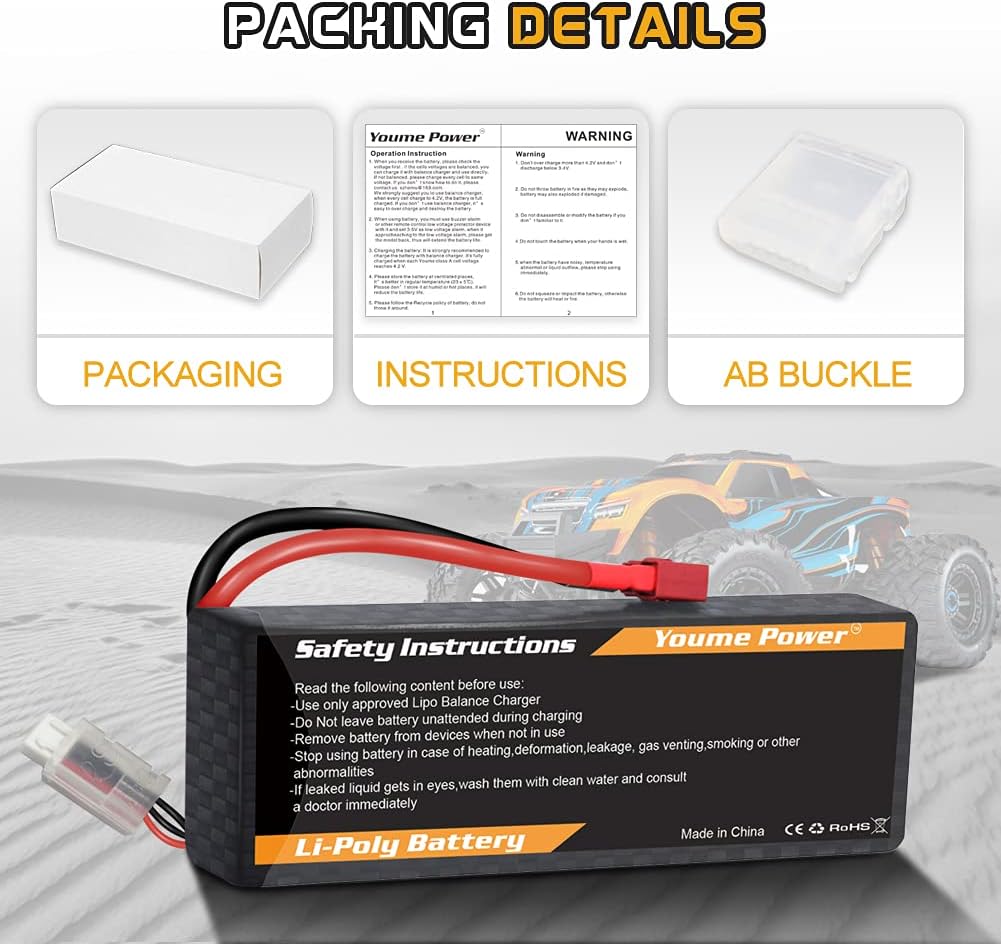 2S Lipo Battery 5200mAh,2 Packs 7.4V RC Lipo Battery 50C T Plug Hard Case for 1/8 1/10 RC Car Trucks Vehicles Buggy Truggy Helicopter Airplane Drone FPV
