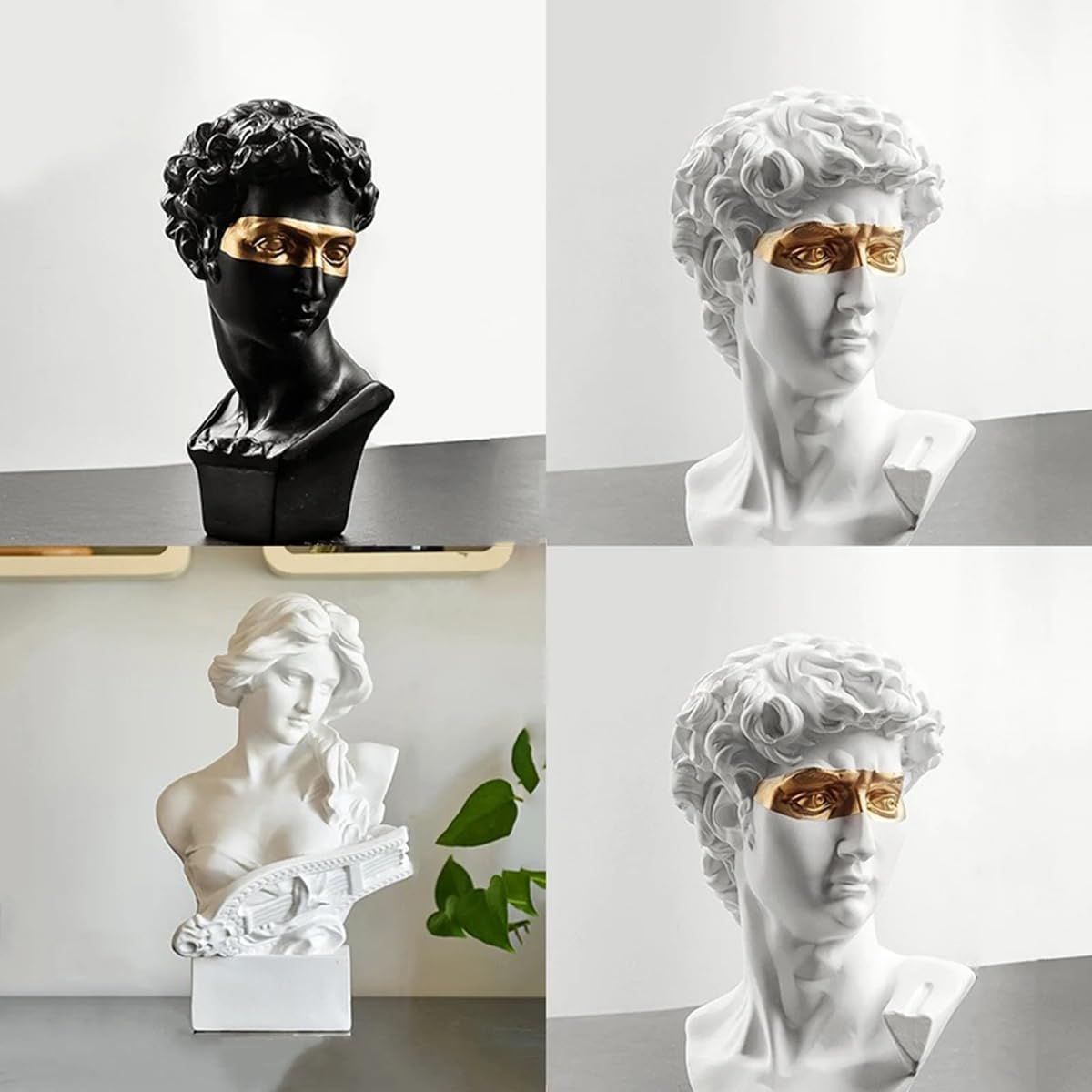 Resin Greek Statue, 11.41 Inch Classical Bust Sculpture Decorative Ornament for Bookshelf Home Office Desktop, Mozart