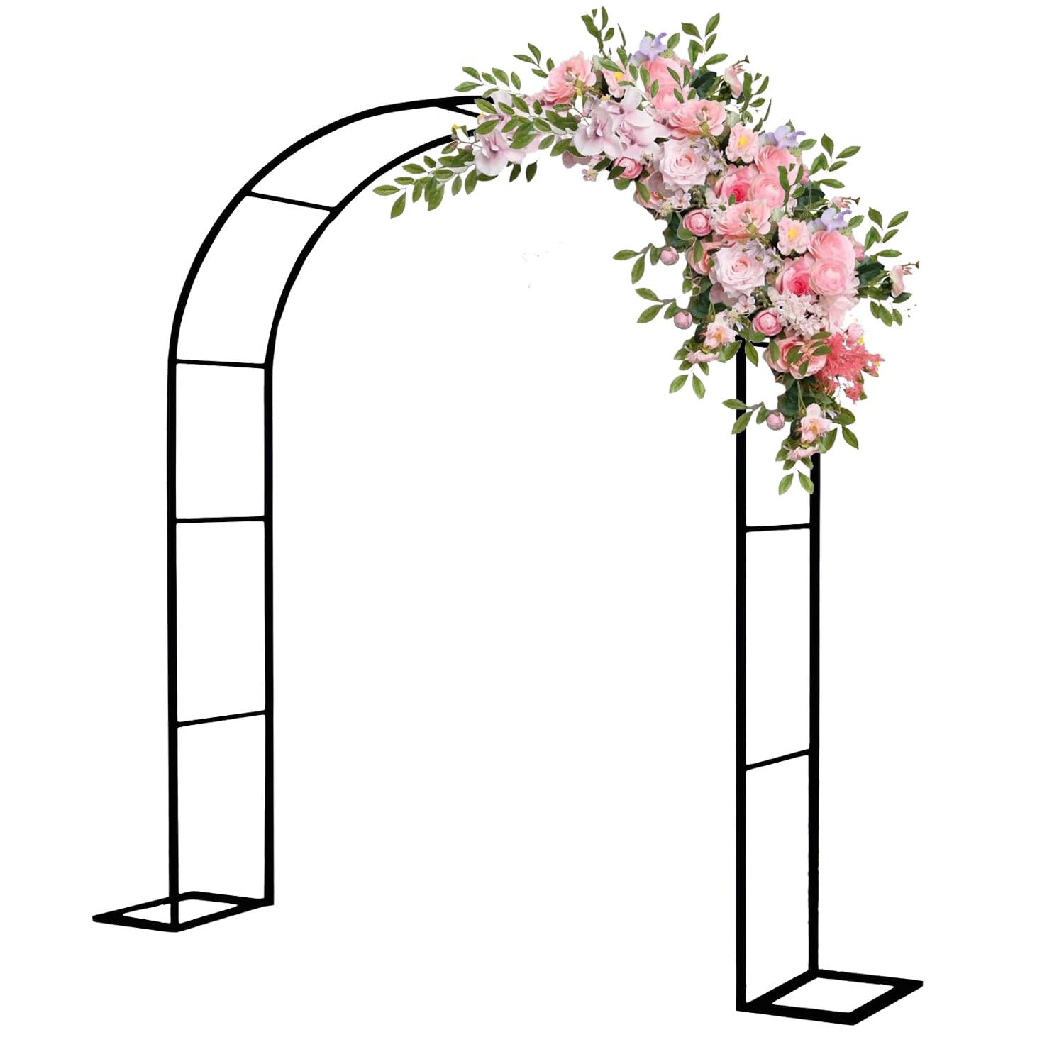 Arbor - Arco da giardino in metallo, traliccio per piante rampicanti, resistente alle intemperie, base durevole, dimensioni regolabili da 1,2 x 2,2 m a 3,5 x 2,2 m, elegante finitura nera