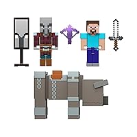 Mattel Minecraft - Raid nel Villaggio, set da collezione dal design pixelato ispirato