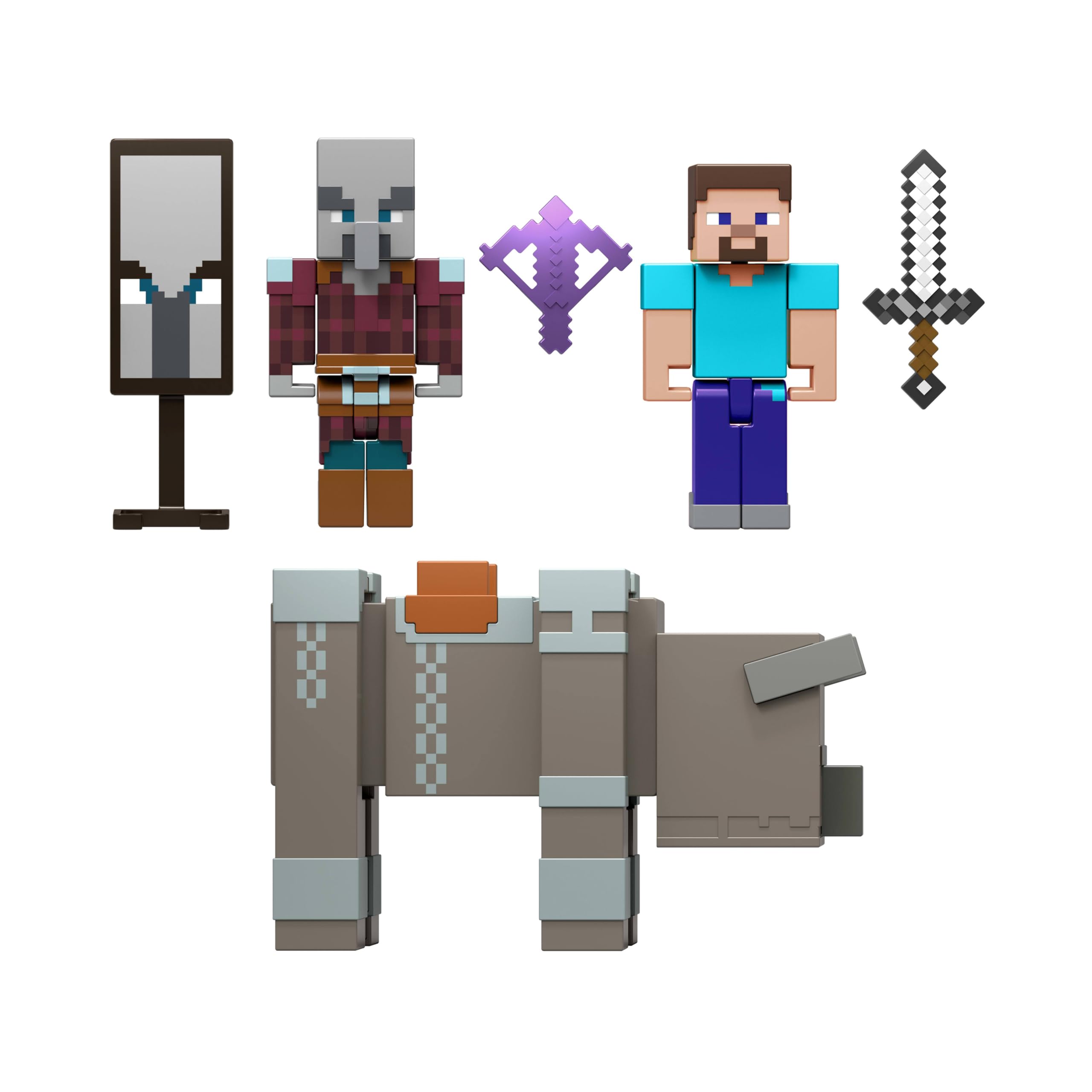 Mattel Minecraft Raid nel Villaggio con 3 action figure e accessori | Il set da collezione in scala da 8,3 cm include Steve, per giocatori di videogiochi e bambini (esclusiva Amazon)
