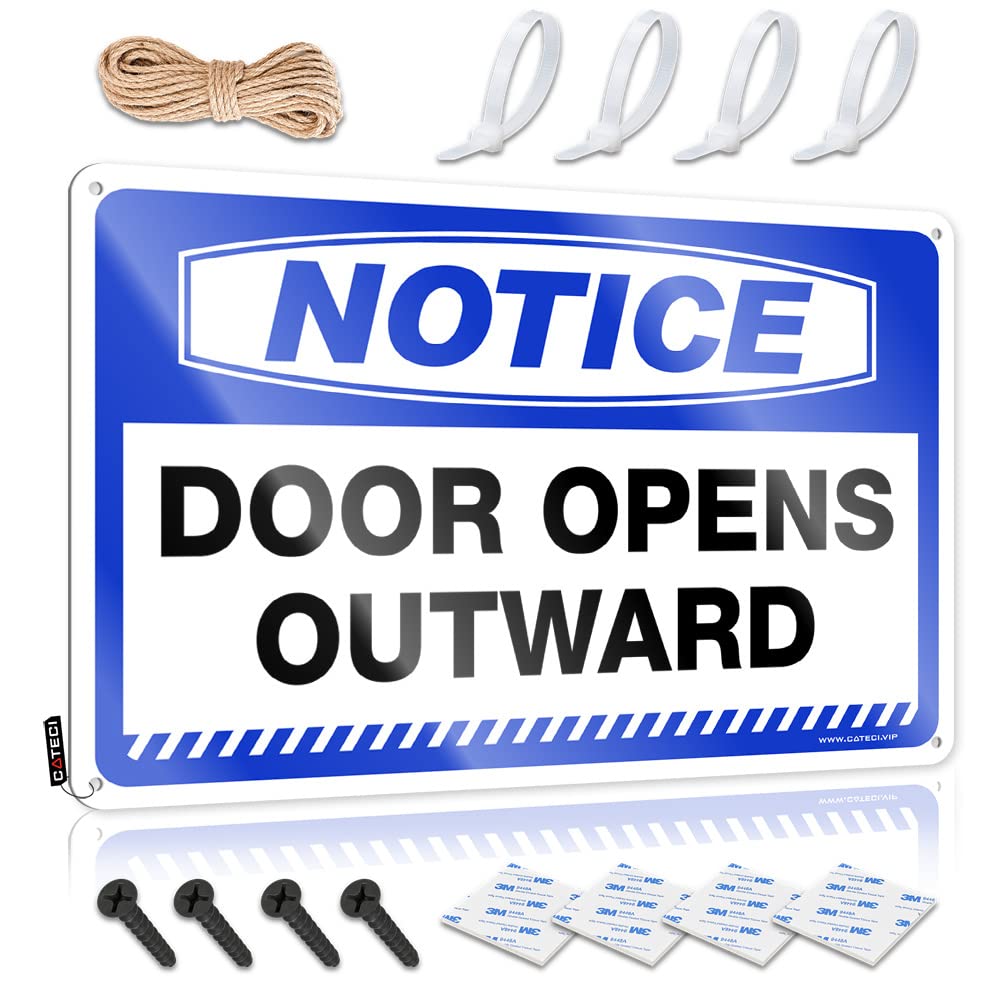 IBWNBBUSN Bar Sign Home Decor Notice Door Opens Outward Tin Sign Coffee Sign Decor Home Wall Decor Funny Metal Sign(20X30CM)