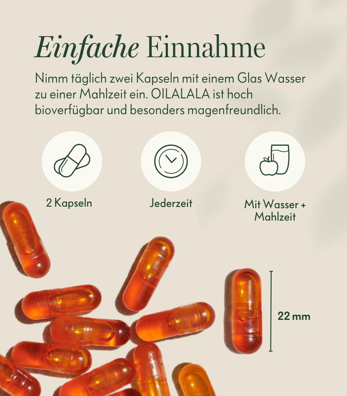 Ogaenics Oilalala Bio Skin Omega-Komplex aus Sanddorn – Veganes Omega 3-6-7-9 mit Vitamin A und E für trockene Haut und Schleimhäute, 60 Kapseln, Made in Germany