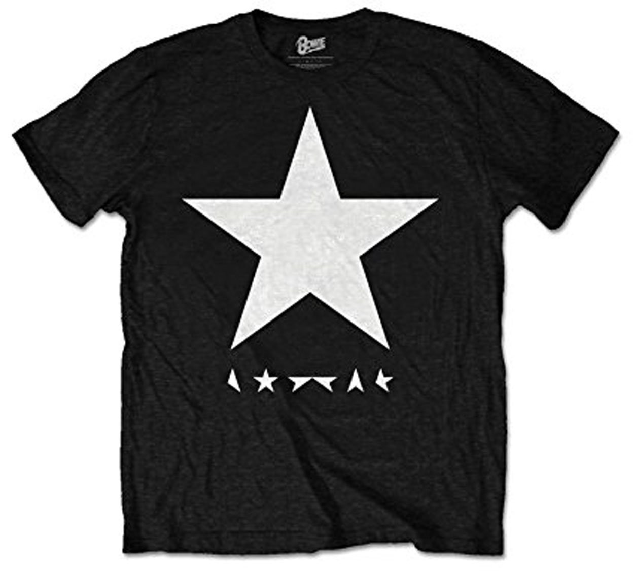 David Bowie Men's Black Official Star Logo - T Shirt (Large)