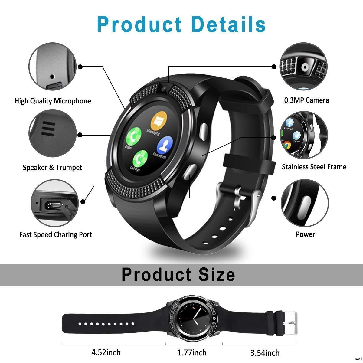 Syum Z60 Smart Watch Bluetooth Smartwatch Compatible With All