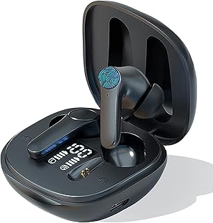 VOMONO Wireless Earbuds, Bluetooth Headphones LED Display In Ear Running Earphones with Noise Reduction Touch Control Deep Bass Built-in Microphone USB-C Charging IPX6 Waterproof Wireless Headphones