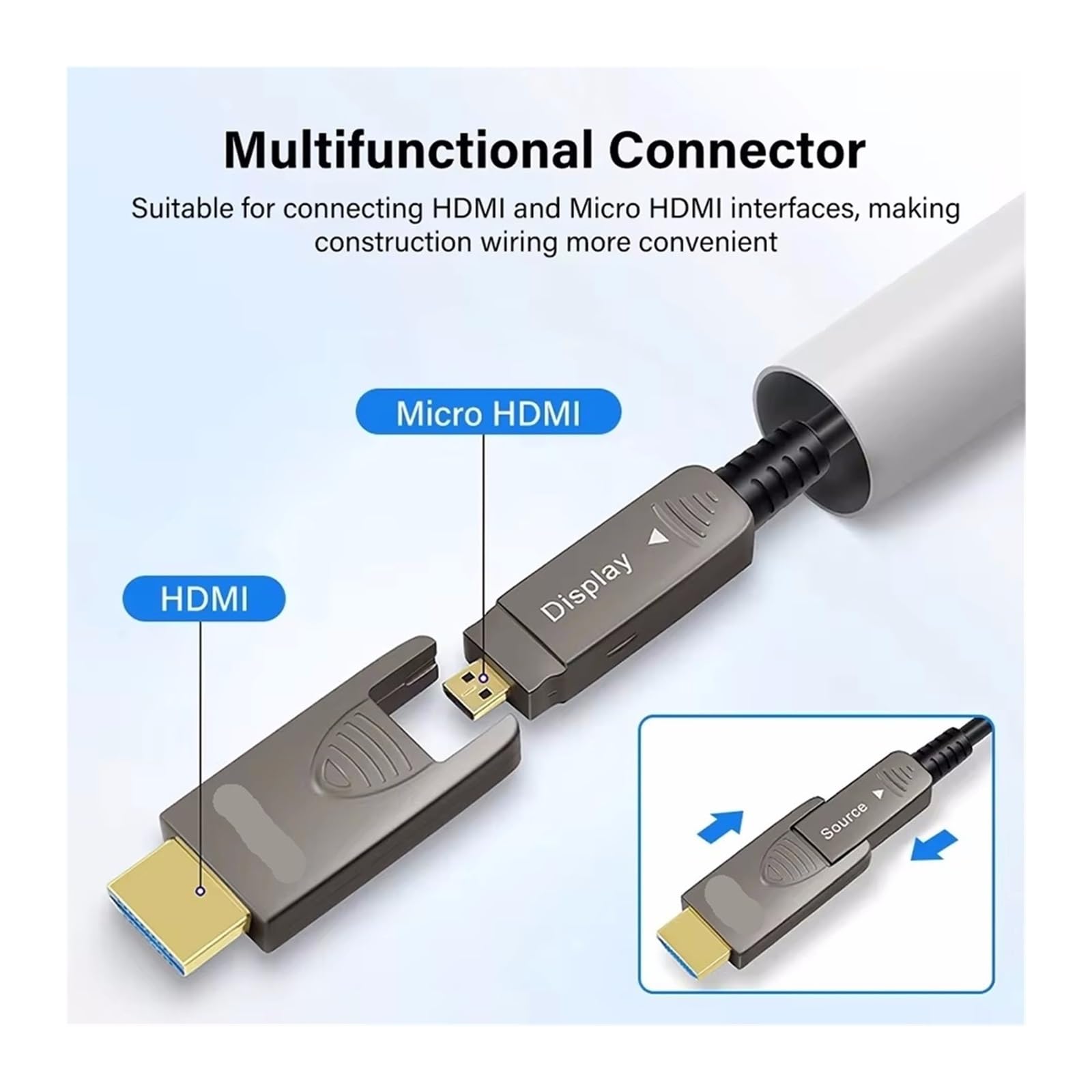 Cavo In Fibra Ottica HDMI 2.1 8K Staccabile Tipo A + D Attiva A 60Hz 4K A 120Hz 48Gbps For RX 7900/7800 RTX 4090/4070(20m)