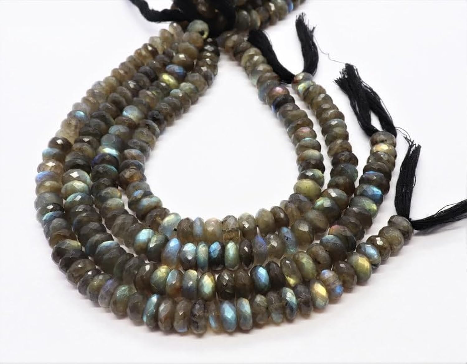 Perles de labradorite naturelle 9-10mm de long pour collier et bracelet DIY