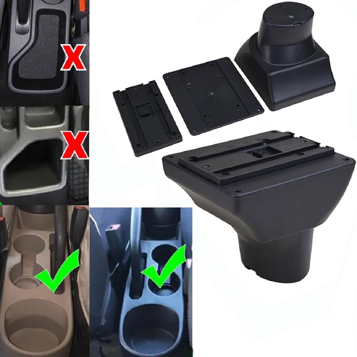 Auto Armlehne für Hyundai i20 2009-2015 Mittelkonsole Armauflage, Autozubehor Mittelarmlehne Doppelt Stauraum mit Getrankehalter,Einfache Montage