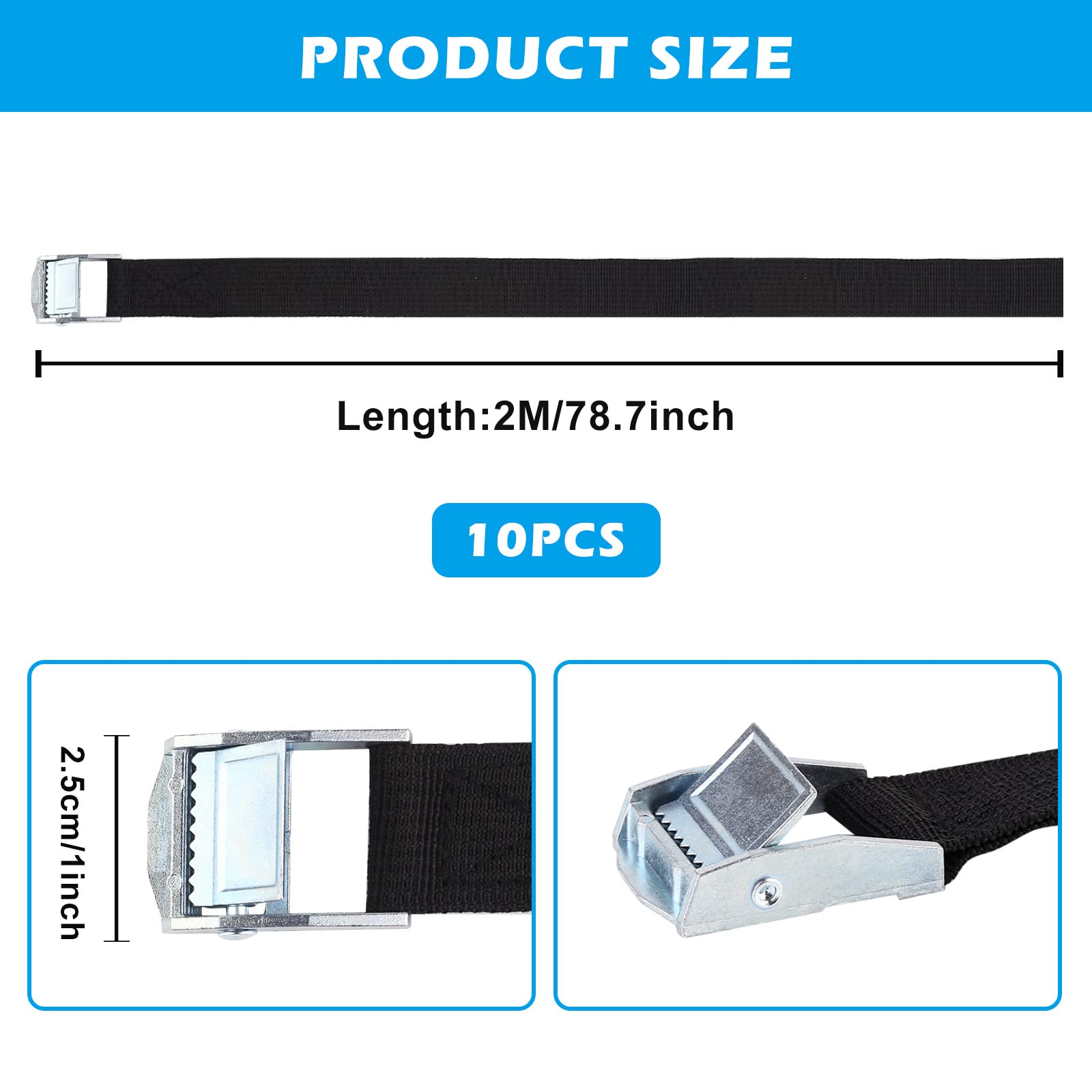 VEVOR Kit Cinghie A Cricchetto Ancoraggio 4 Pezzi, Resistenza Rottura Max. 2362 Kg, Cinghie Di - Foto 5