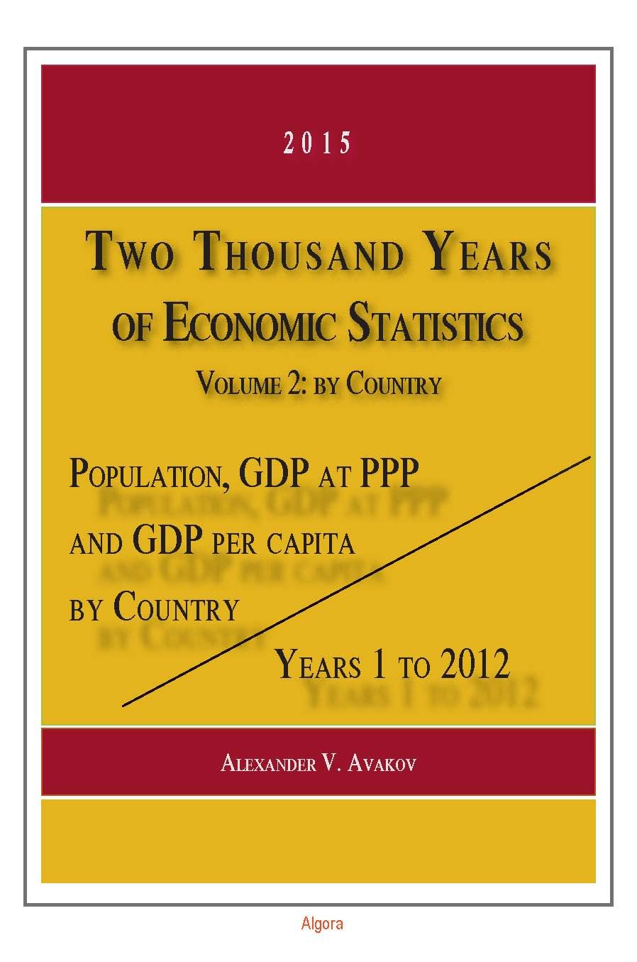 Buy Two Thousand Years of Economic Statistics, Years 1-2012: Population, Gdp at Ppp, and Gdp Per Capitaby Country — BookShops.in