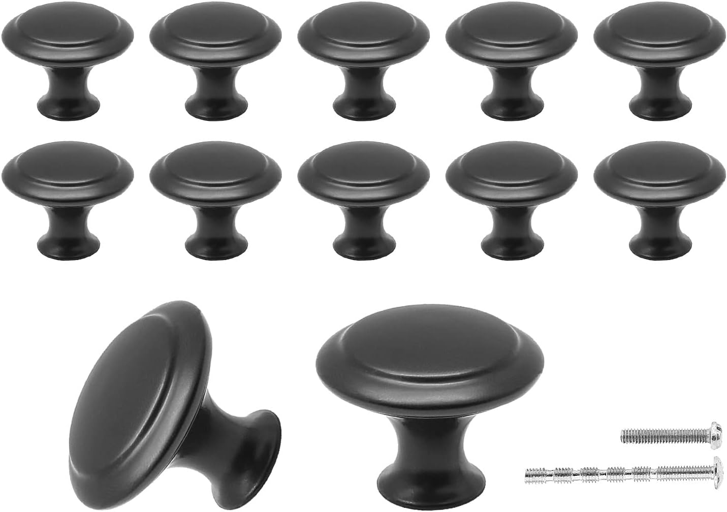 Biaungdo 15 Pack 1Inch Flat Black Kitchen Knobs Drawer Dresser