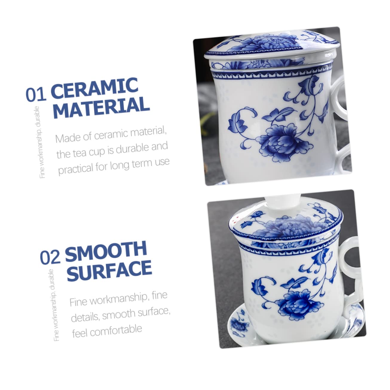 COLLBATH Té Taza De Té De Cerámica Tapa Filtro Taza De Tradicional Chino Para Bebidas De Leche Casa