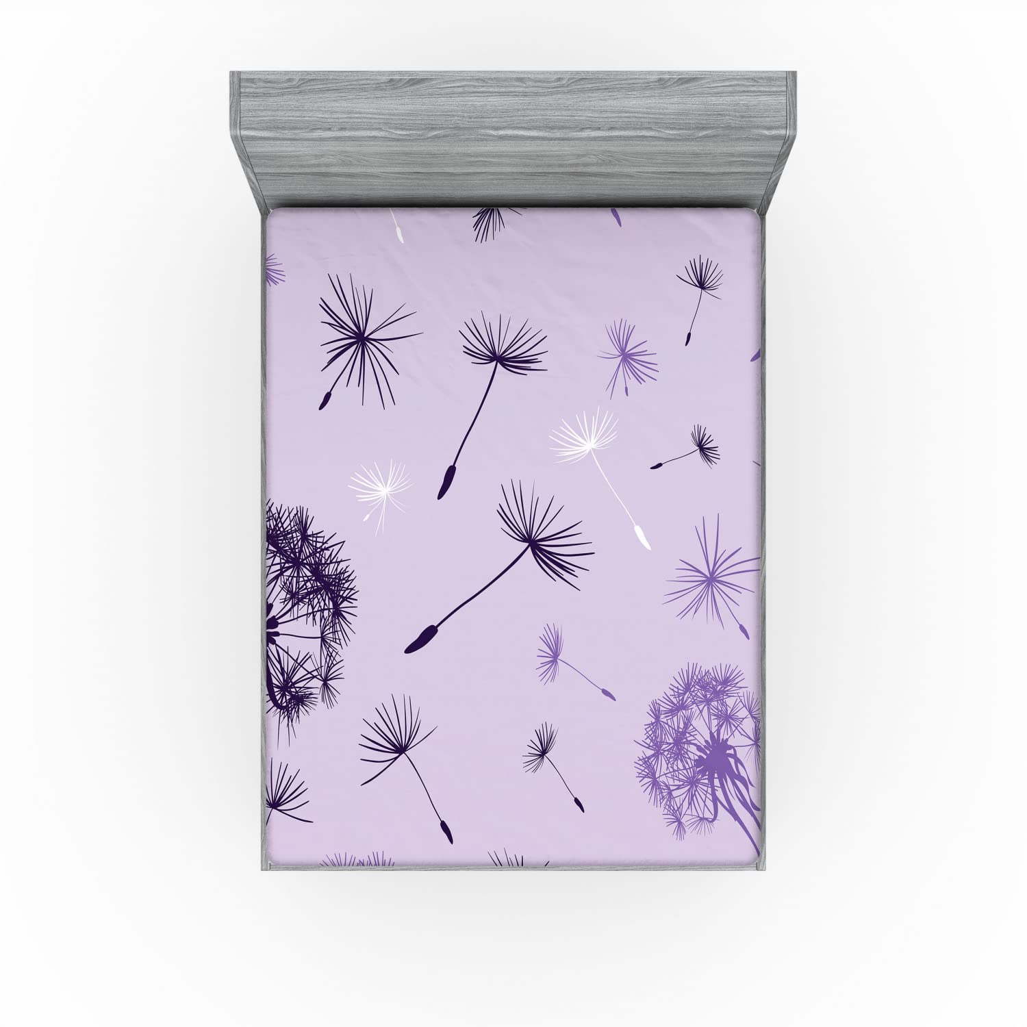 Ambesonne Dandelion 2 Pack Fitted Sheet, Botany Purple Maroon Tone, Bed Cover All-Round Elastic Deep Pockets 2 Pieces, Package Contains 2 California King Fitted Sheets, Purple Maroon