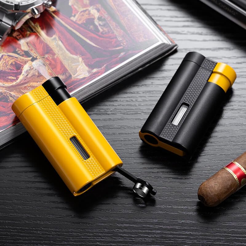 Encendedor para cigarros a prueba de viento con triple llama azul miniatura 3