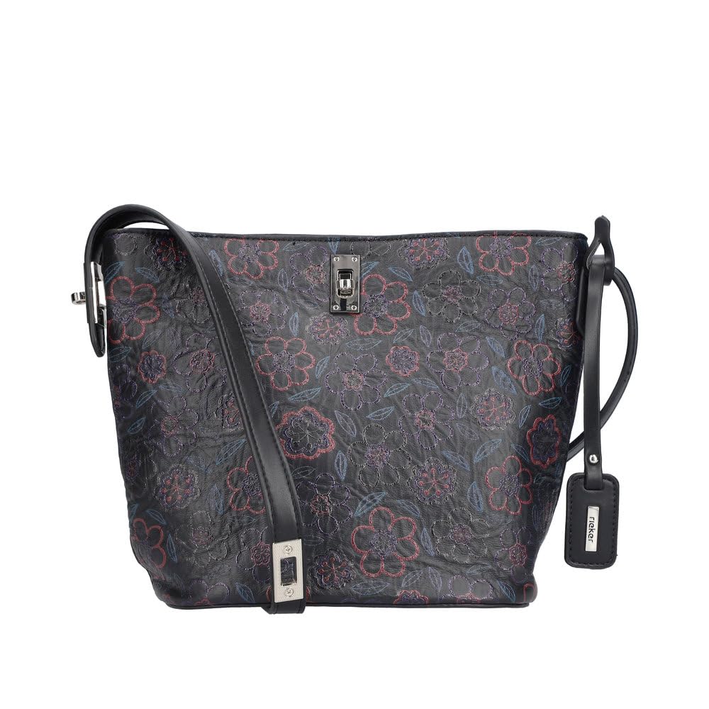 Rieker Damen Umhängetasche Blumenmuster Handtasche Drehverschluss H1657