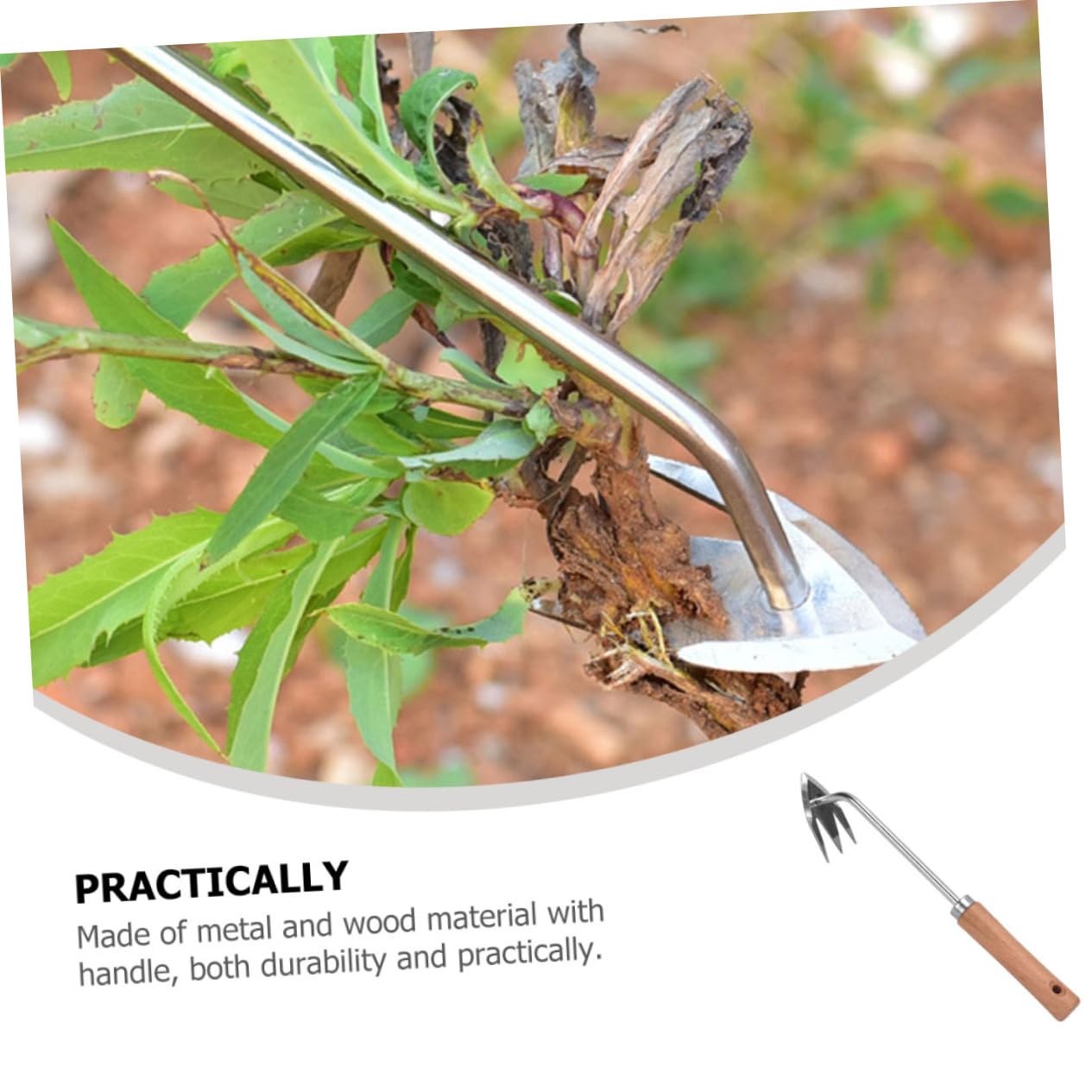 ibasenice 2 Pezzi Mano di Giardinaggio di Nuovo estrattore Staccabile Maniglia Manuale sarchiatore per Erbacce Utensili sarchiatrice attrezzo a forchetta per diserbo di Legno