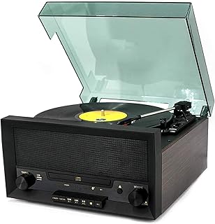 Retro Record, Player Music Centre with Remote Control, CD Player, DAB & FM,AM Radio, Vinyl Player, Cassette Player, MP3 USB Slot, Cassette Deck, Digitizing Function, recorder