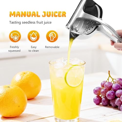 Miniatura 2 de Extractor de jugo de fruta fresca de aleación de aluminio, exprimidor de jugo de limón de mano resistente, fácil de usar, extracción eficiente de