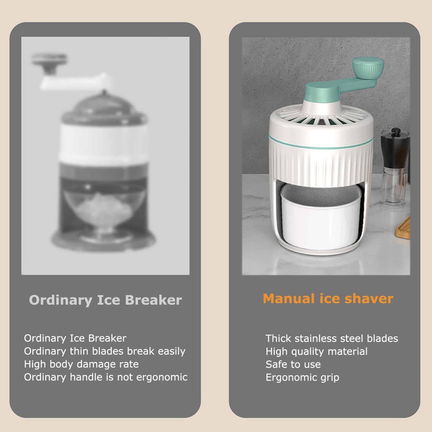 Máquina de Hielo raspado, trituradora de Hielo Manual Máquina de Afeitar de sin BPA, portátil para Hacer triturado Manivela para Hacer Conos de Nieve con Bandeja, Verde