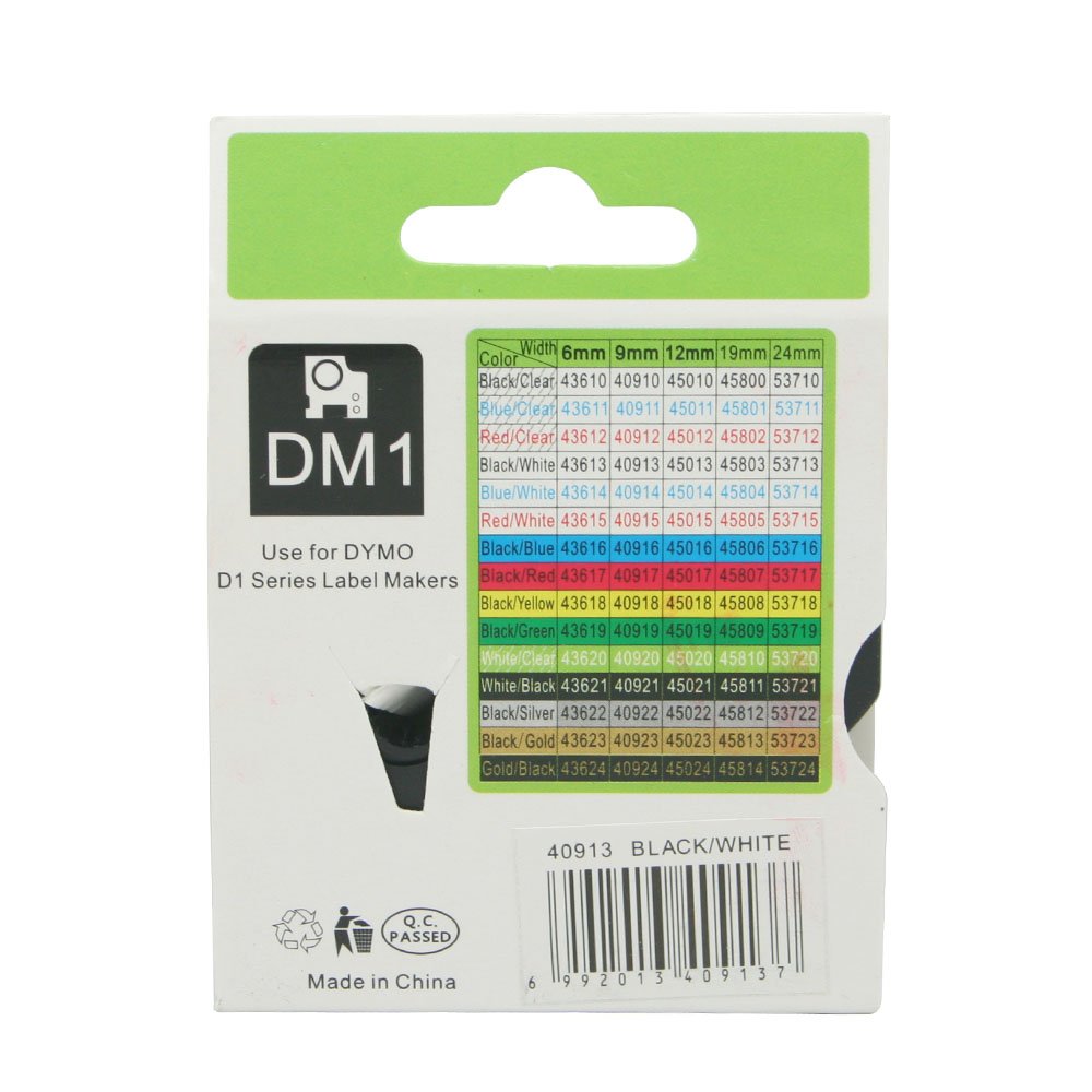 BROVACS 1 Pack Black on White Label Tape Compatible for DYMO D1 40913 9mm 3/8" OPA2113 - Image 3