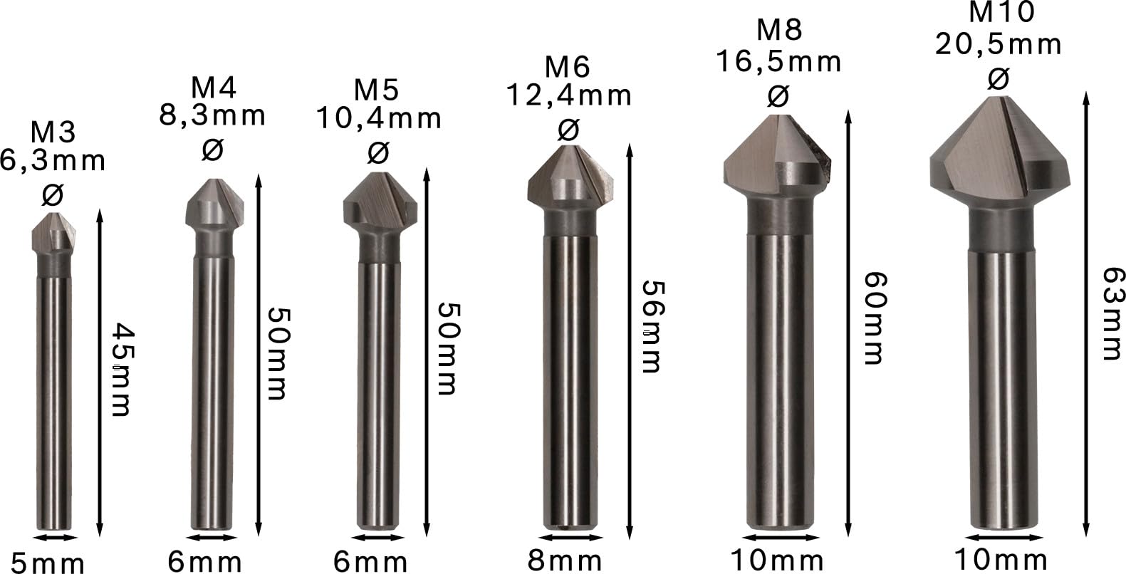 Bosch 6x Coffret de fraises coniques à lamer PRO Soft Metal HSS (pour Aluminium, Métaux non ferreux, Ø 6,3, 8,3, 10,4, 12,4, 16,5, 20,5 mm, Professional Accessoire Perceuses/visseuses rotatives)