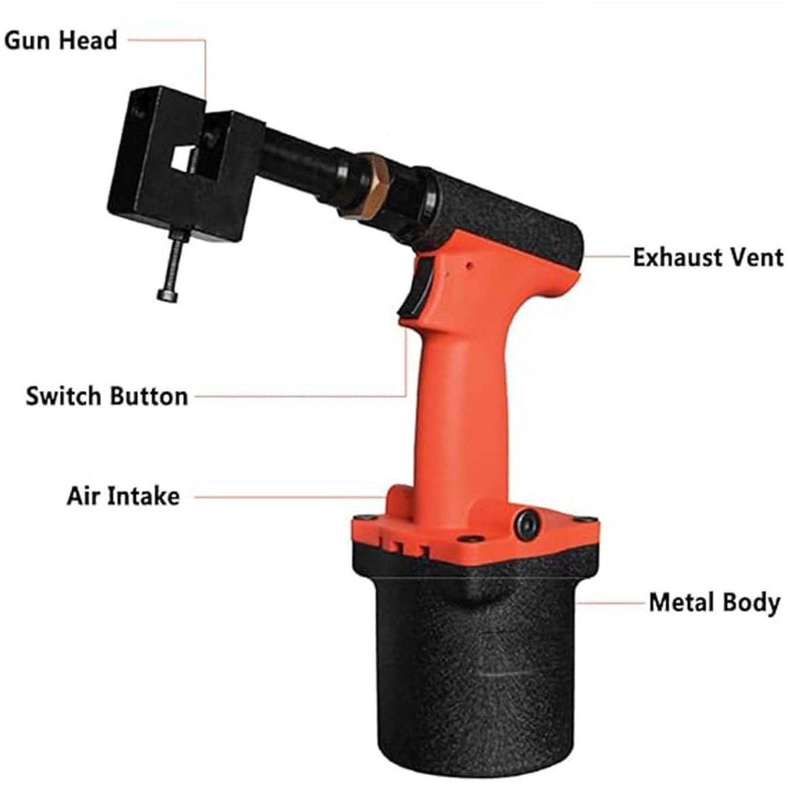 Pneumatischer Locher, Luft-Metall-Lochstanze, Werkzeug Industrielle Blechstanzpistole Heavy Duty Metallöffner für Türen & Fenster, Fabrik, Büro und Haus,11mm