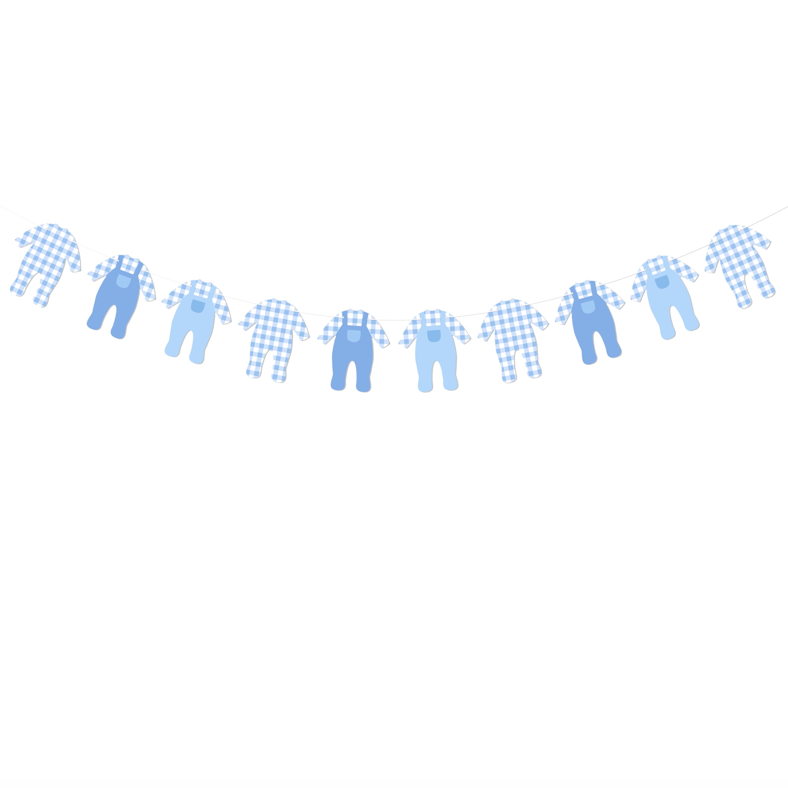 Blue Gingham Baby Onesie Garland Banner for It's a Boy Baby Shower Party Decoration