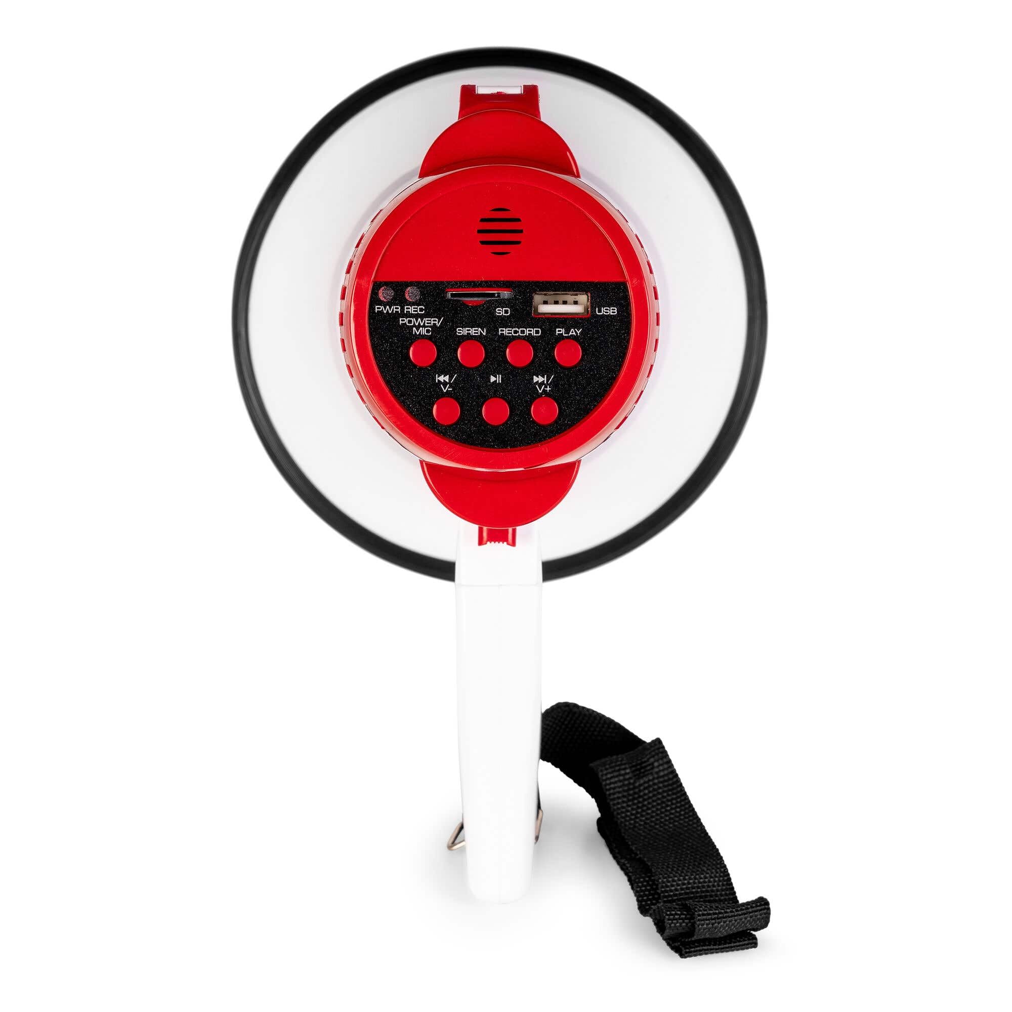 Vonyx MEG025 Megafono portatile con Bluetooth da 25 W, 800 m di portata, ingressi USB/MicroSD, Sirena, funzione di registrazione, Megafono palmare con batteria ricaricabile per eventi interni ed