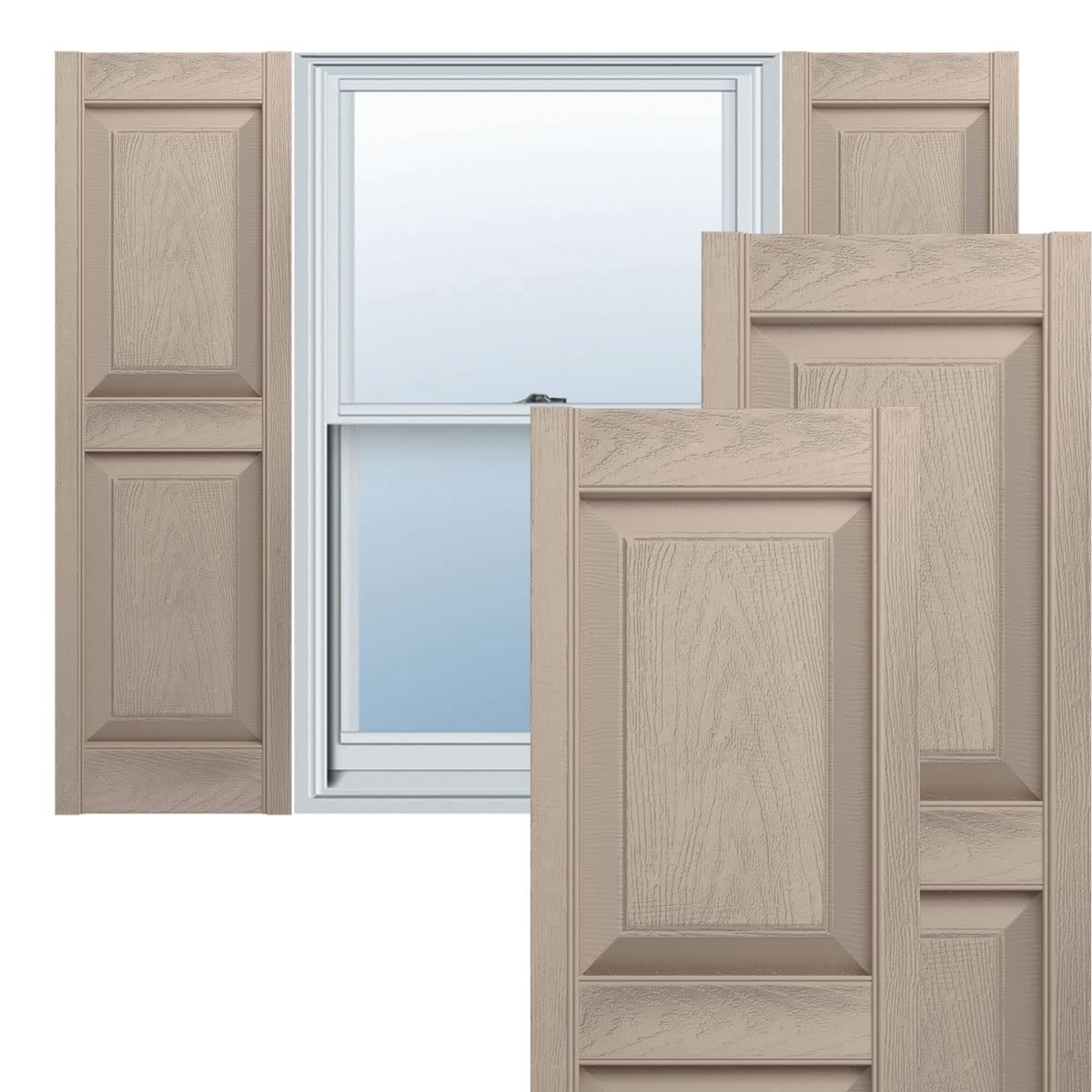 Ekena Millwork LP2S14X04700WI Lifetime Vinyl Standard Shutter (Per Pair), 14.75"W x 47"H, Wicker