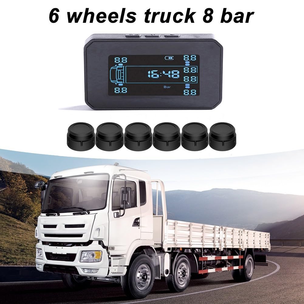 Umfassendes Reifendruckkontrollsystem für Wohnmobile 8 Bar Solarenergie mit 6 zuverlässigen Sensoren