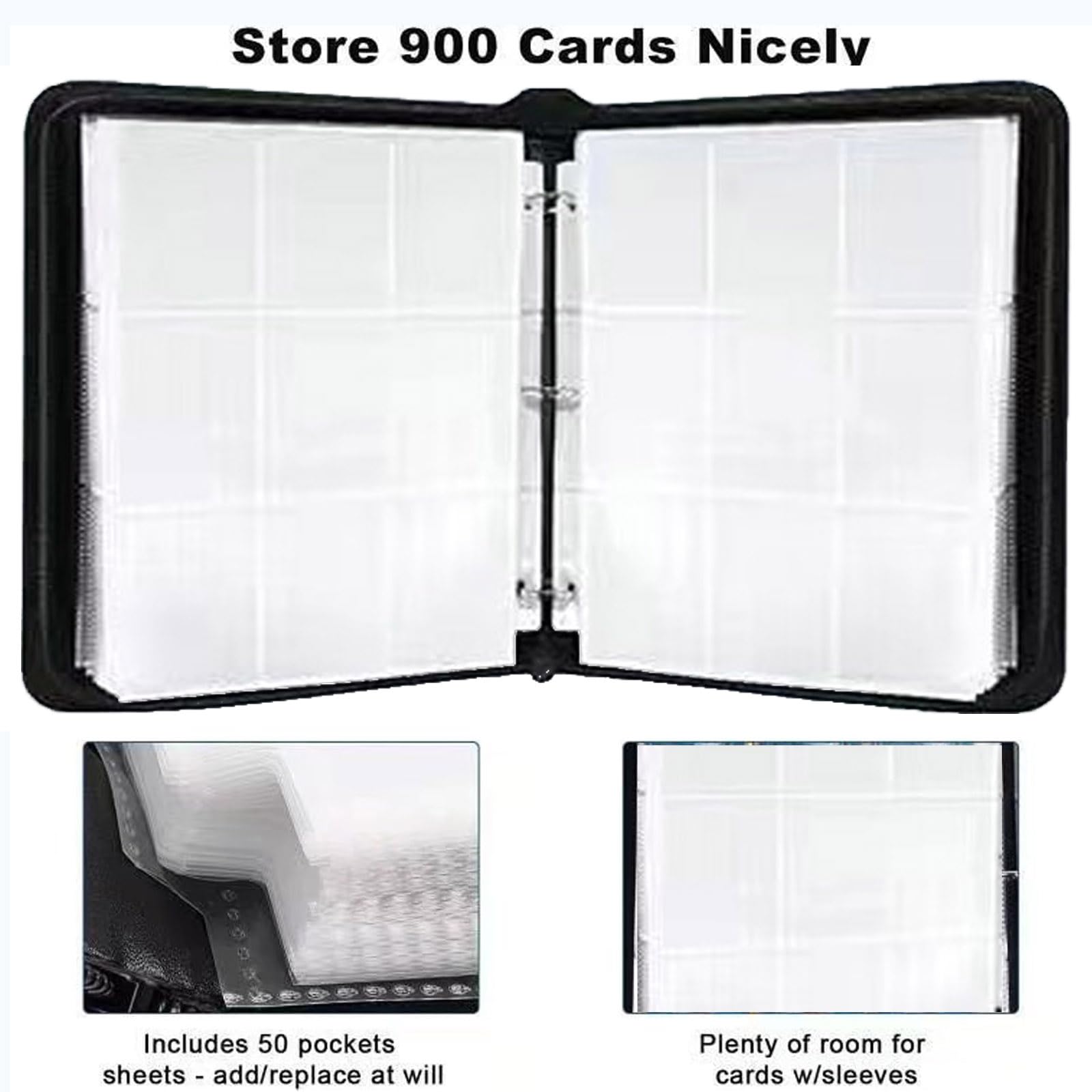 Card Binder Storage, 900 Pockets Card Holder Binder, Trading Card Binder 9 Pocket - Image 3