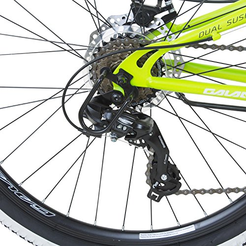 Galano Volt DS Mountainbike für Mädchen und Jungen ab 160 cm, Jugendfahrrad Unisex mit 21 Gangschaltung und Scheibenbremsen, Fahrrad MTB Fully Schutzblech (weiß/grün) – Bild 6