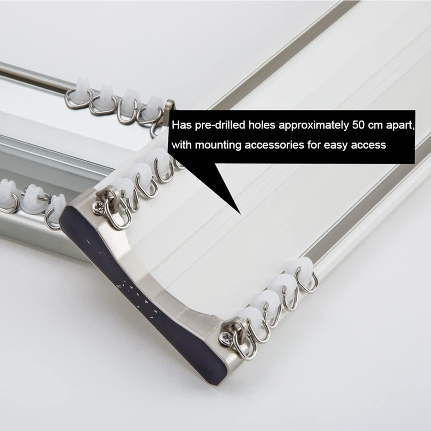 Double Curtain Rail Track Ceiling Mounting, for Windows 100 to 800 Cm, Aluminum Deluxe Curtain Track Set with Double Row of Pulleys, Easy to Install(Color:B,Size:600cm/19.7ft)