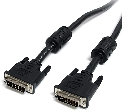 StarTech.com Cable DVI-I de doble enlace de 20 pies, digital y analógico, macho a macho, cable para monitor de computadora, cable DVI a DVI