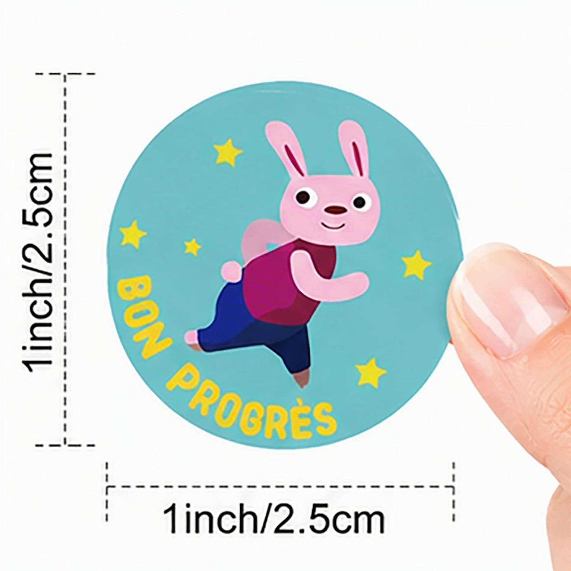 Autocollants inspirants français 2,5 cm Lot de 450 - Autocollants de motivation pour enseignants - Étiquettes de récompense