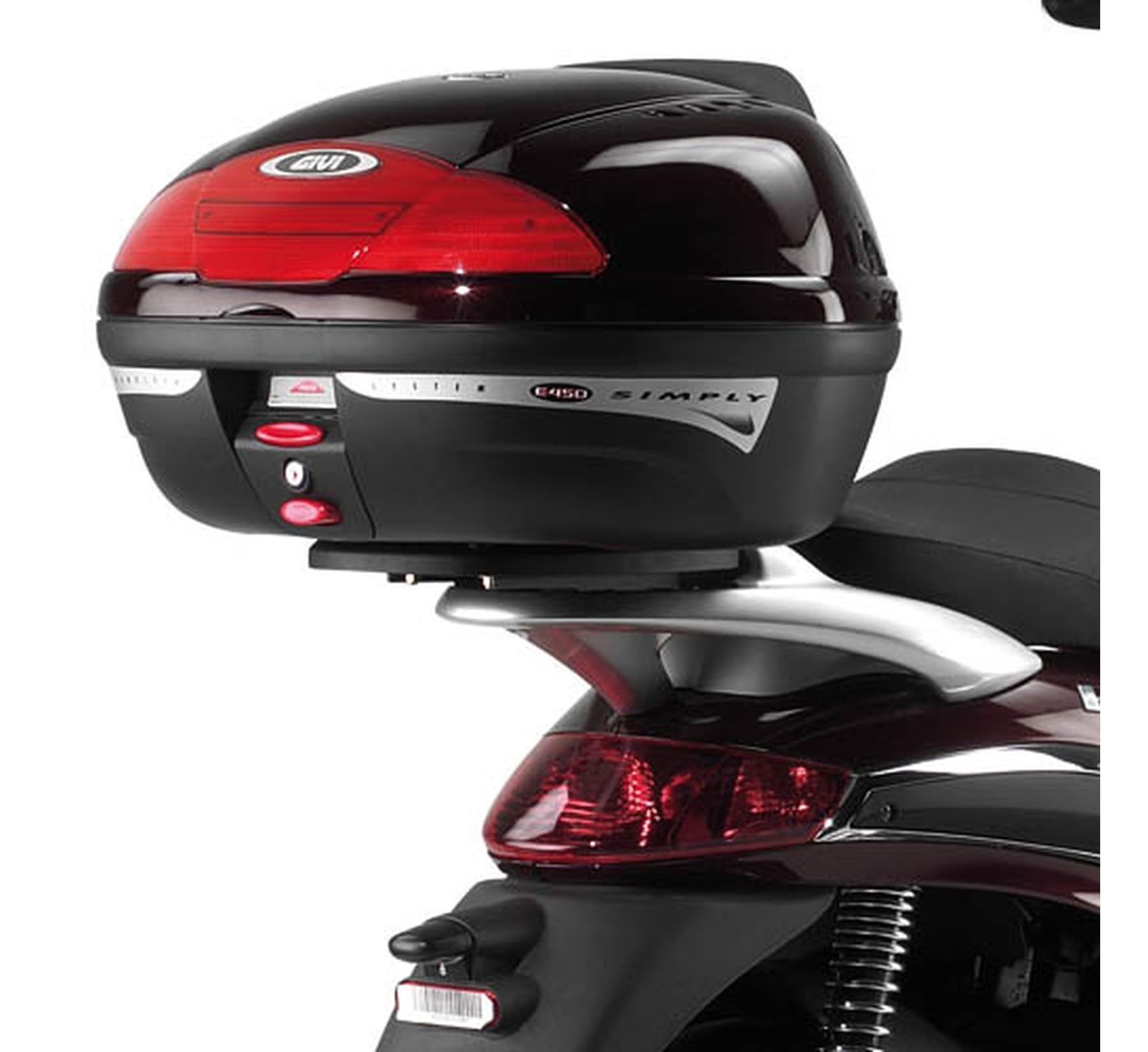 givi motorradkoffer alp44a monolock alpina aluminium 44 lt + träger kompatibel mit piaggio beverly 125-200 2001 2002 2003 2004 mototopgun alp44a + e341