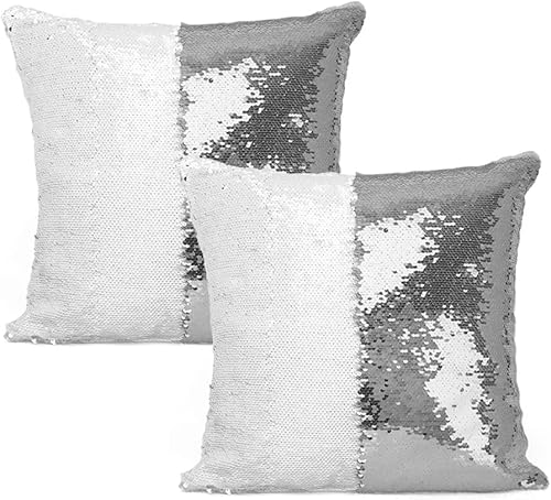 Miniatura 5 de HMQIANG Juego de 2 fundas de almohada de lentejuelas de 16 x 16 pulgadas, con purpurina, reversibles, personalizadas, sublimación en blanco,