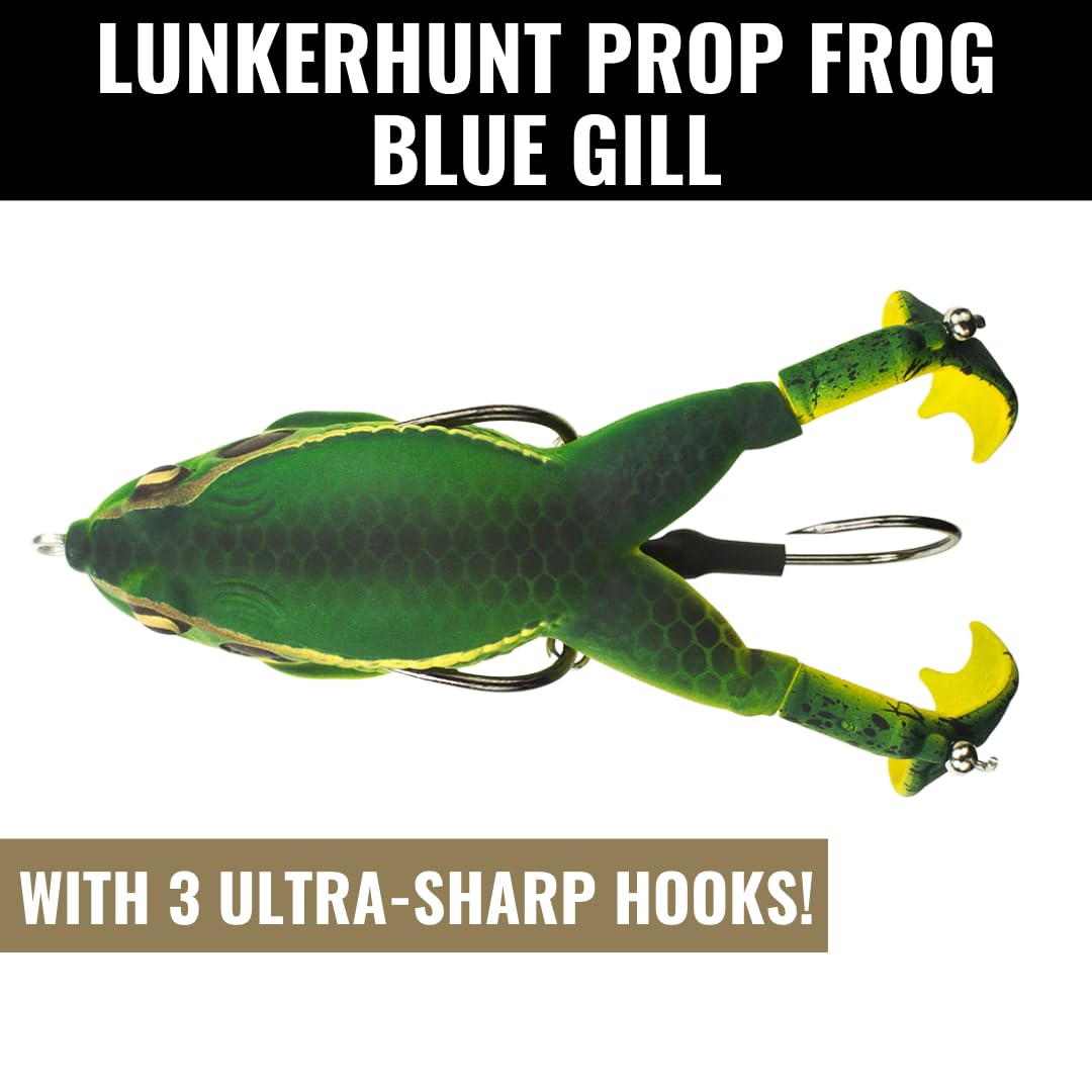 Lunkerhunt - Cebo Artificial con Forma de Rana para Pescar lubina | Señuelo de Rana Hueco, Blando y antialgas para Pescar lubina y Trucha | Señuelo Realista con anzuelos Afilados y Patas propulsora