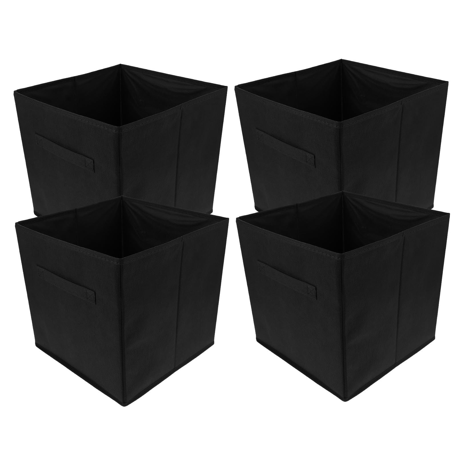 Housoutil 4 Pièces Boîte de Rangement Pliable en Tissu, Cube de Rangement pour Vêtements, Grosse Capacité, Noir, Multifonction, pour Bureau et Maison