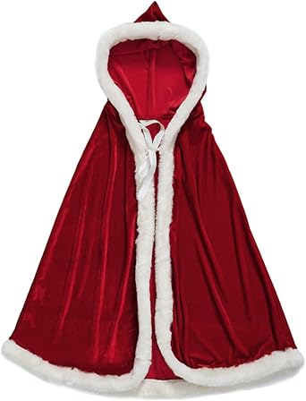 Christmas Halloween Costumes Cloak Mrs. Claus Santa Xmas Velvet Hooded Cape Robe