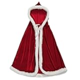 Christmas Halloween Costumes Cloak Mrs. Claus Santa Xmas Velvet Hooded Cape Robe