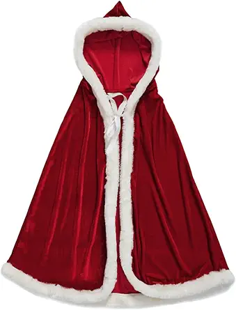 Christmas Halloween Costumes Cloak Mrs. Claus Santa Xmas Velvet Hooded Cape Robe