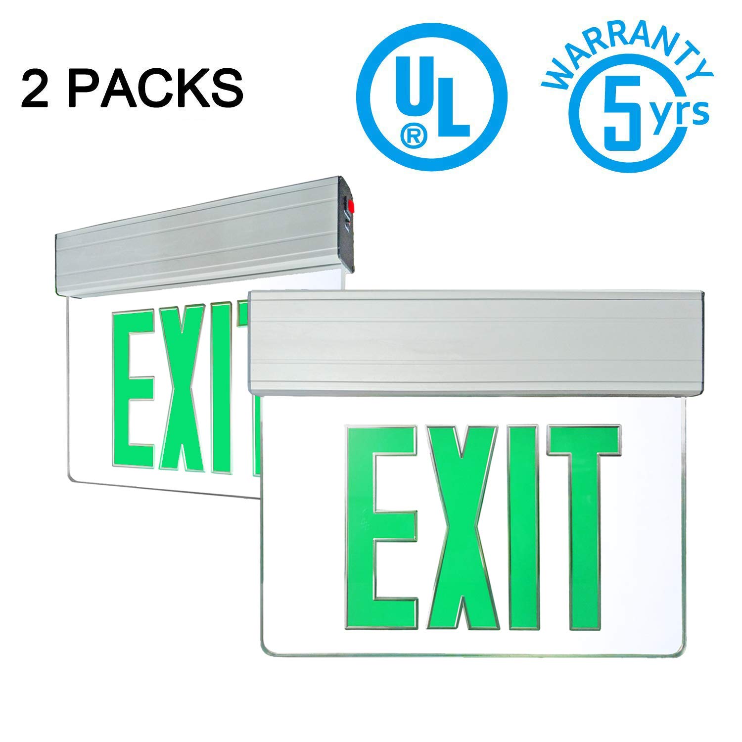 Buy SPECTSUN LED Exit Sign with Battery Backup, Green Exit Light 2