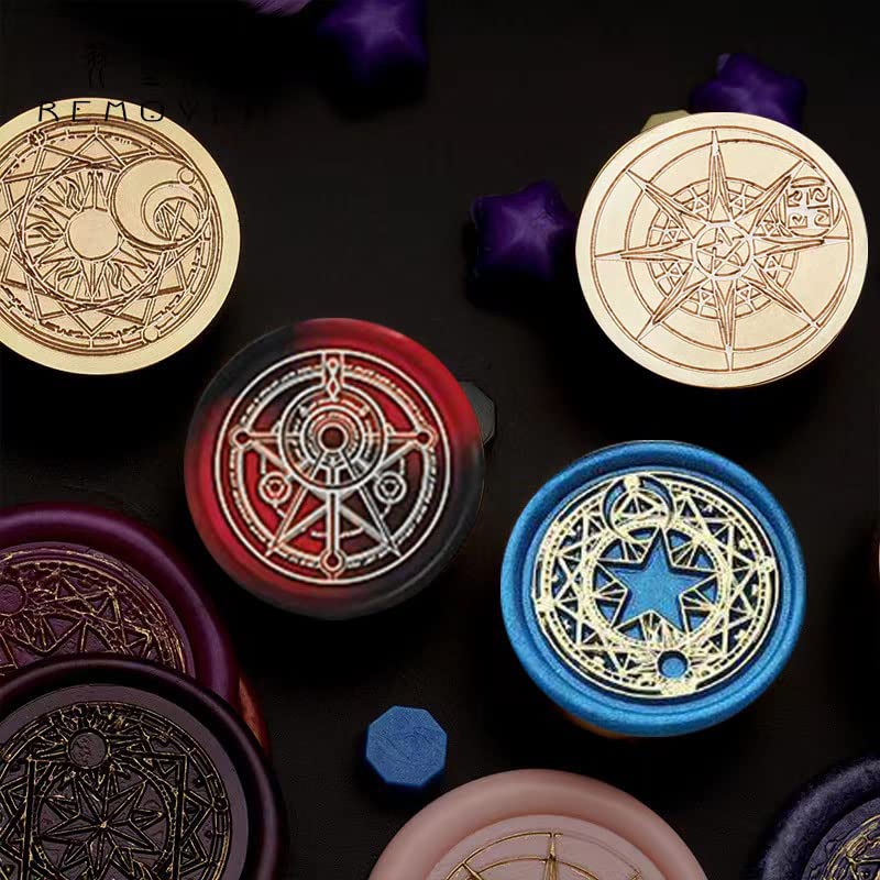 Miniatura 2 de 4 piezas de sello de cera de repuesto de cabeza de sello retro antiguo sellado cera scrapbooking sellos cabeza círculo mágico (círculo mágico)