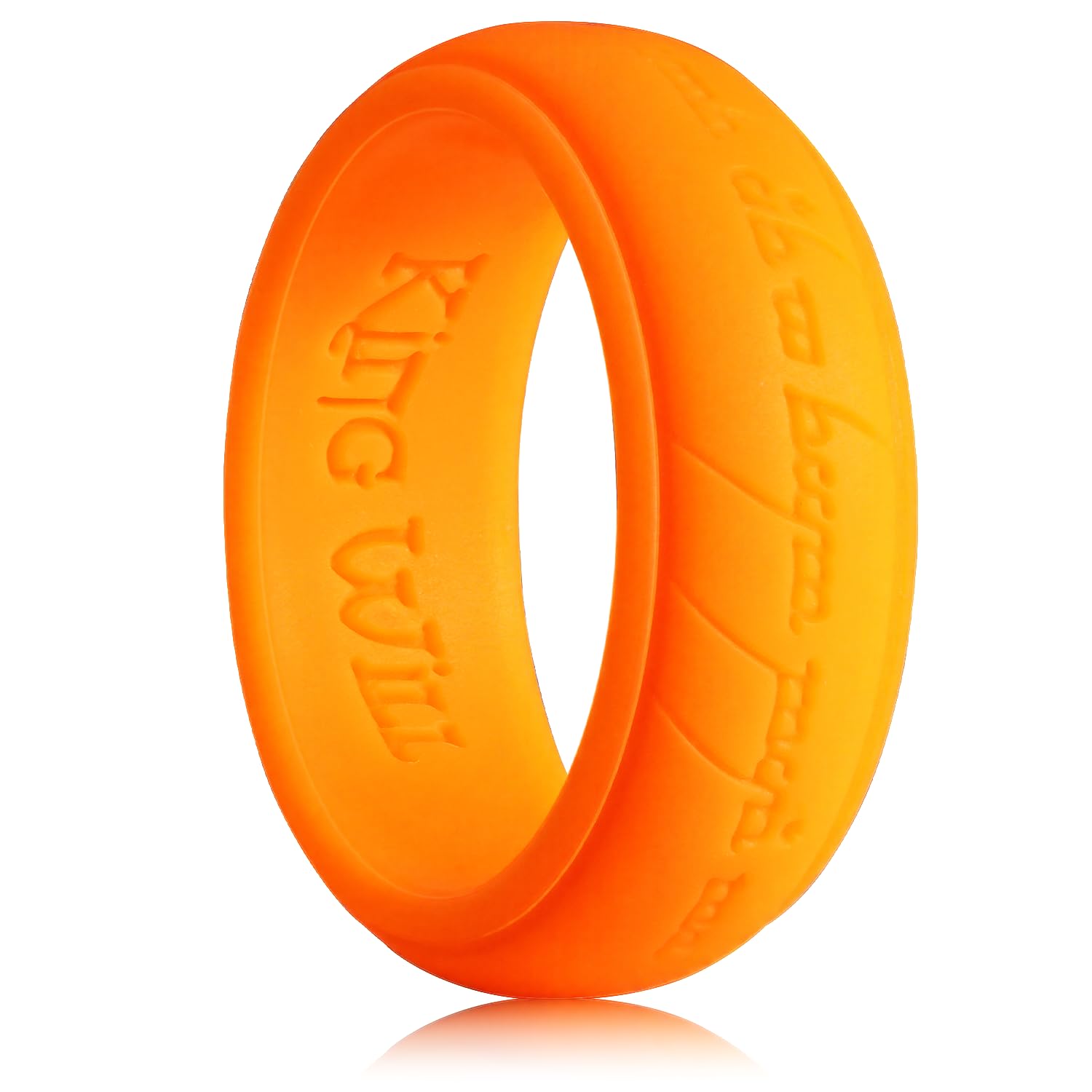 King Will Silicone Wedding Band for Men-8mm Width in Brown&Blue&Orange&Gold&Sliver, Breathable Rubber Wedding Ring with Unique Pattern Design Comfort
