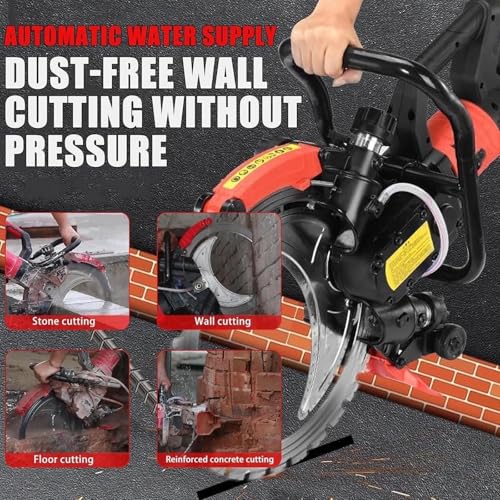 Image of 12000W Wall Chaser Concrete Cutter, 16 inch Electric Concrete Cutter Ring Saw, Cortadora de Concreto, Water Fed Dust Suppression, Wet Saw for Stone Cutting, Rebar, Marble