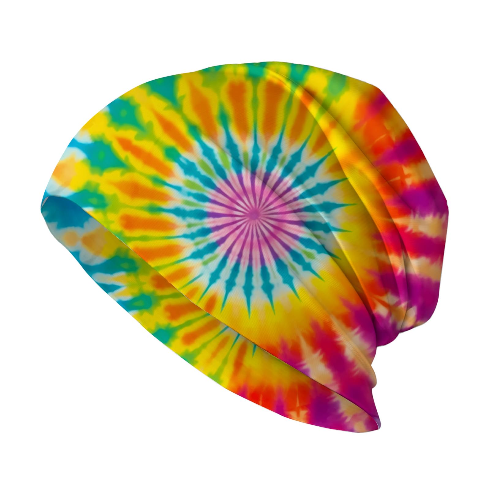 Htryjf Unisex Rainbow Tie Dye Rainbow Pride Hat,Chemo Headwear For Women For Slouchy Beanie Hat Skull Cap Cancer Headwear Accessories For Women