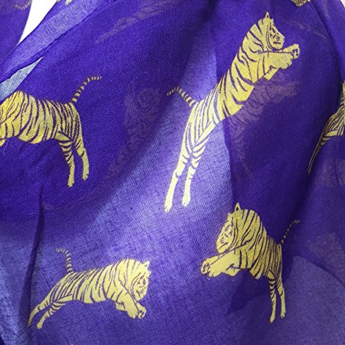 Gypsy Jewels Tiger Purple & Yellow Lightweight Thin Poly Scarf (Long Straight)4