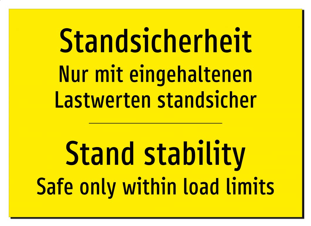 51022-DEEN-T-07 | Standsicherheit Schild Deutsch Englisch | zweisprachig